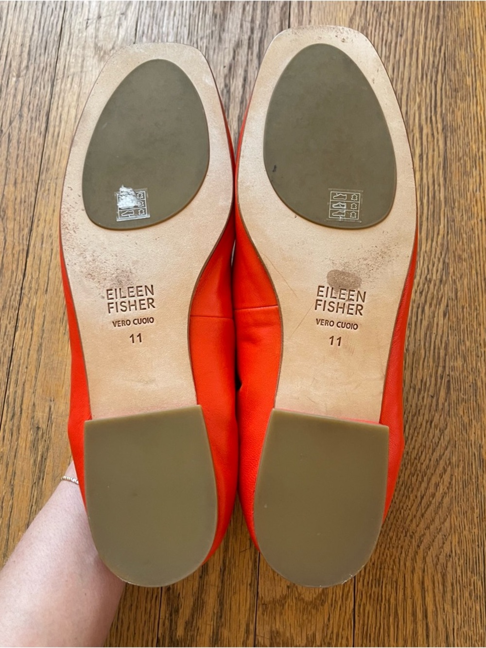 Eileen Fisher Selle Nappa Leather Ballet Flat Red Poppy Size 11 - Picture 7 of 7
